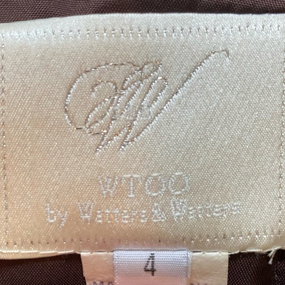 WToo Burgundy Taffeta A-line Empire Waist Knee Length Sleeveless Cocktail Dress - Picture 6 of 6